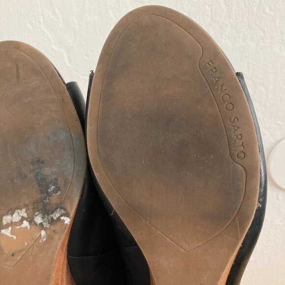 Franco Sarto Dublin Leather Wedge Sandals Heels Size 7.5 Slip On Open Toe - Picture 14 of 14